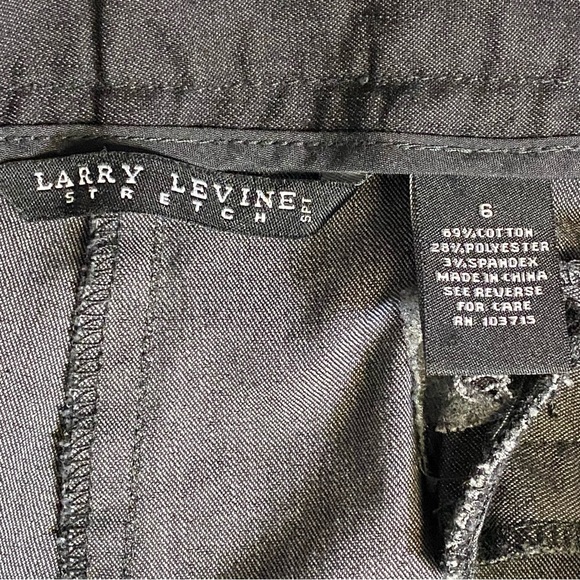 Larry Levine stretch crop pants, black with white stitching, size 6 - Picture 3 of 10